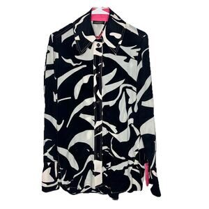 Stine Goya Medium Silk Button Up Oversized Black White Tunic Art To Wear M15